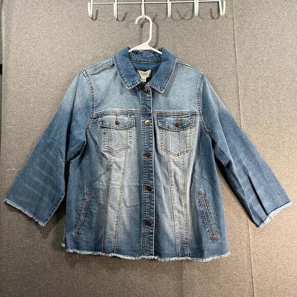 LOGO by Lori Goldstein Jeans Jacket Womens Size 12 Denim - Picture 1 of 10